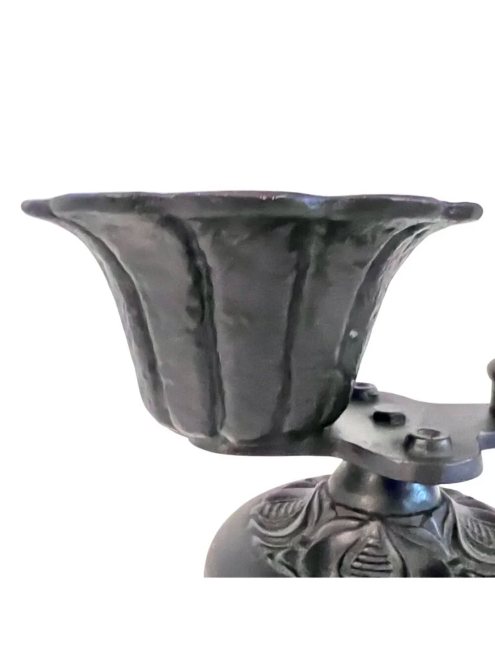 VTG Gothic Black Cast Iron Candle Holder & Scalloped Bowl Cutout Decor